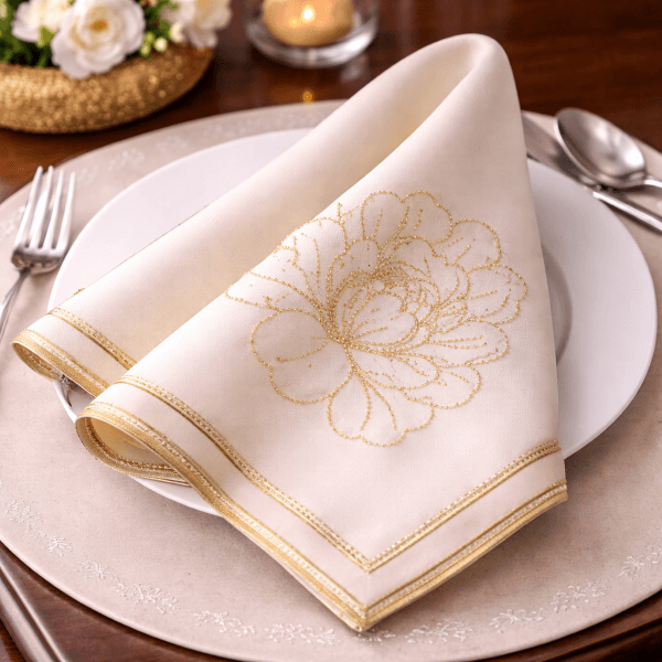 Gilded Blossom Ivory Luxe Napkin