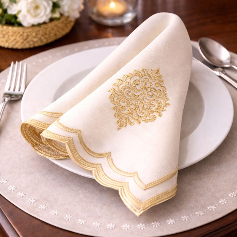 Royal Arabesque Ivory Luxe Napkin